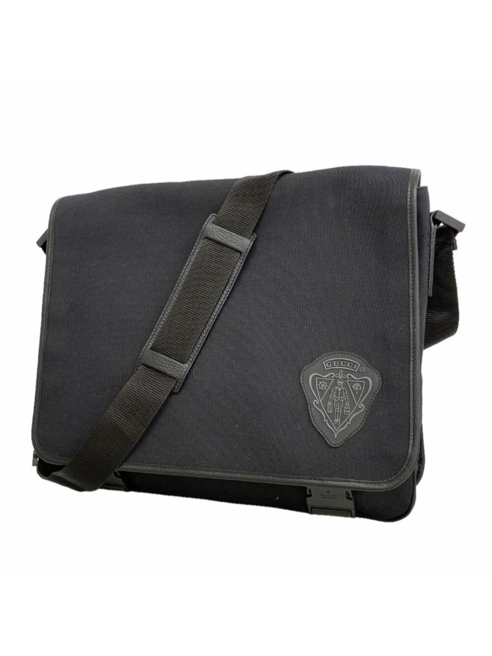 Gucci Shoulder Bag Canvas Black Silver